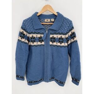Vintage Maurices 100% Shetland Wool Fair Isle Cardigan Size Small Scandi Retro